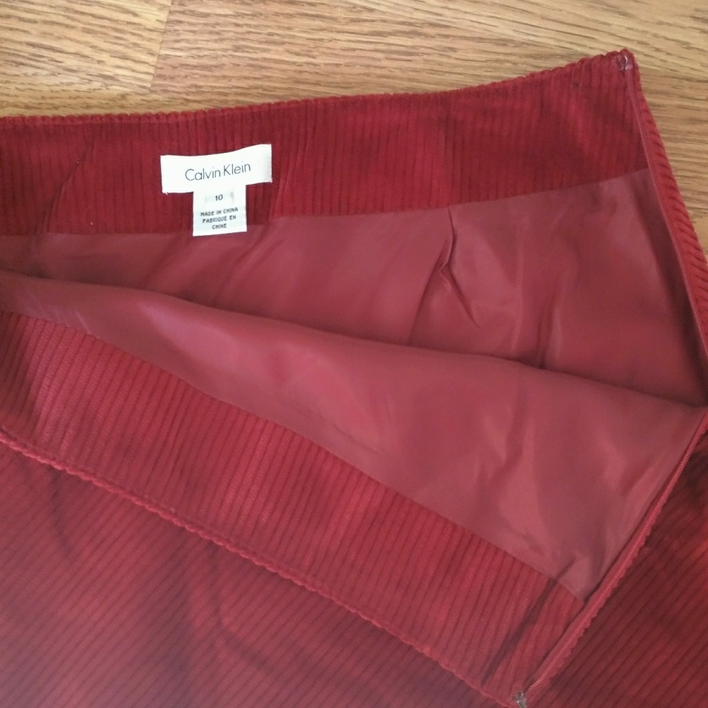 Red Corduroy Calvin Klein Skirt